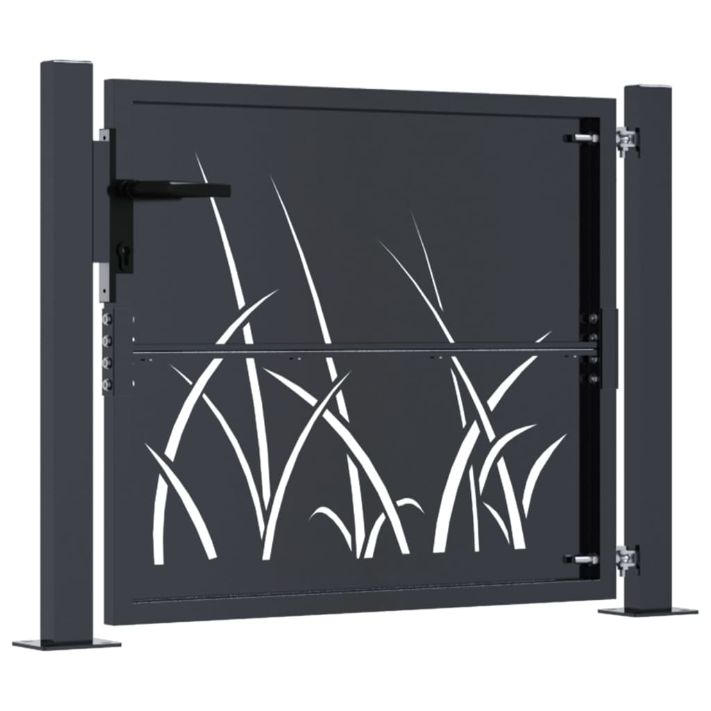 Poort 100x100 cm met grasontwerp staal antracietkleurig is nu te koop bij PeponiXL, paradijselijk wonen!