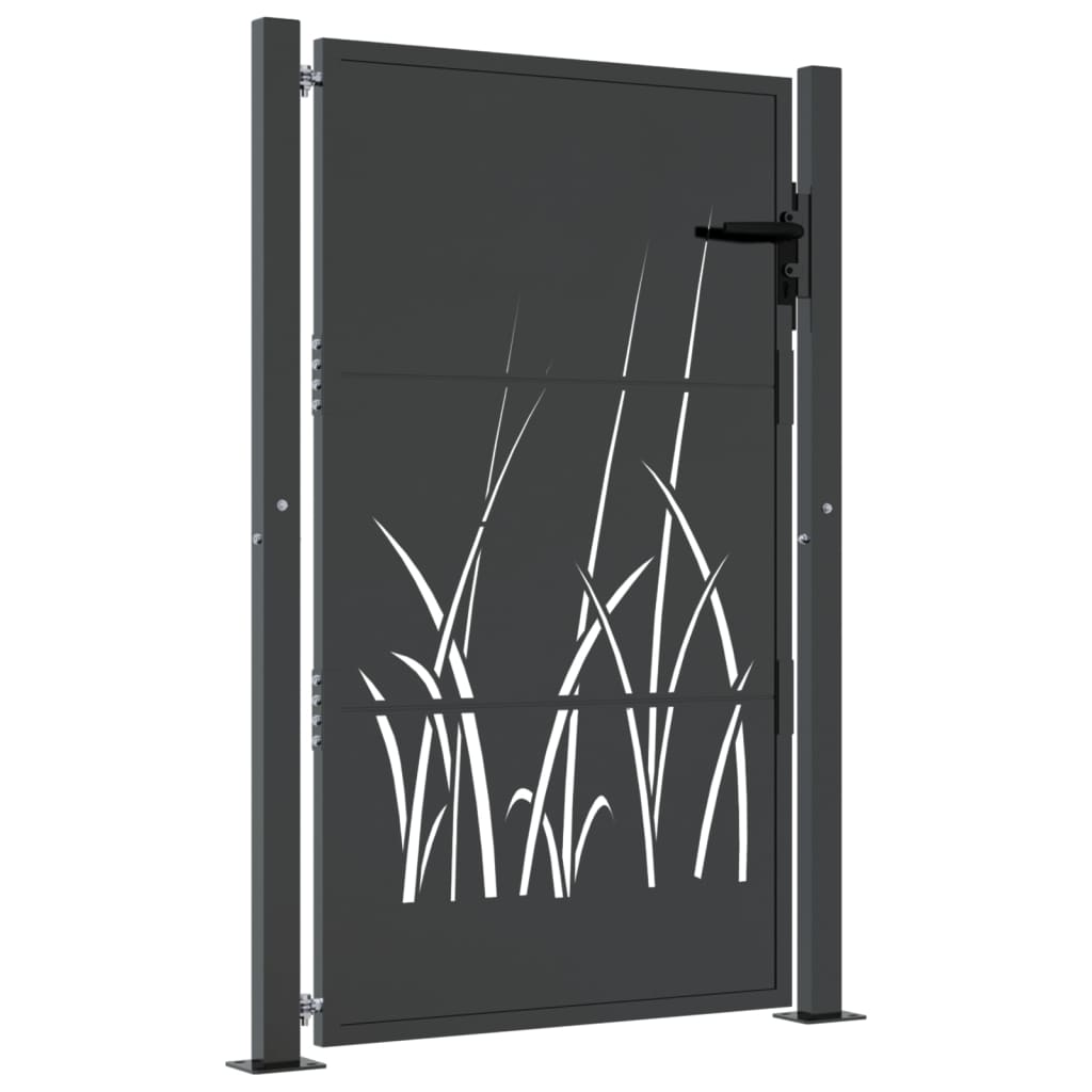Poort 100x125 cm met grasontwerp staal antracietkleurig is nu te koop bij PeponiXL, paradijselijk wonen!