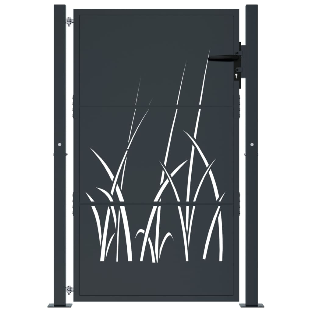 Poort 100x125 cm met grasontwerp staal antracietkleurig is nu te koop bij PeponiXL, paradijselijk wonen!
