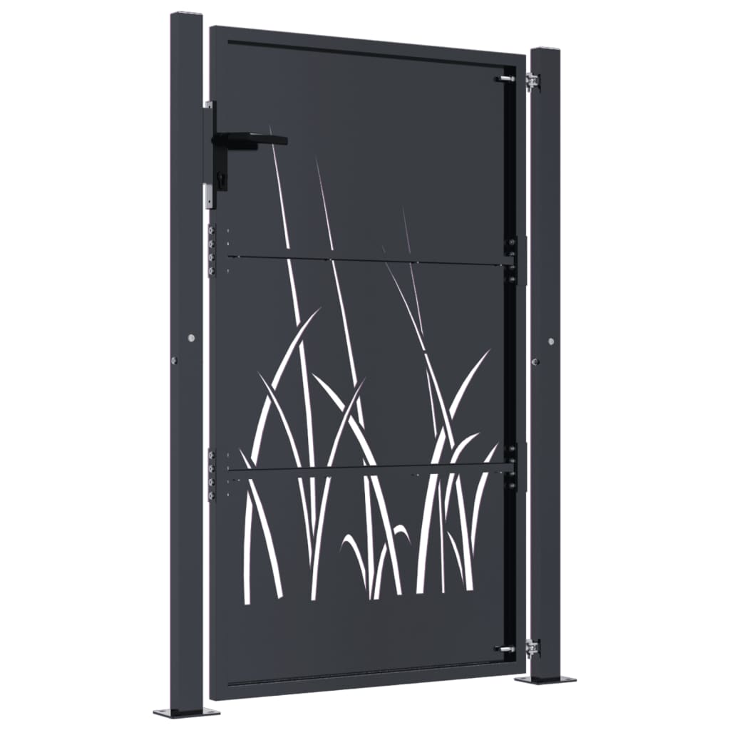 Poort 100x125 cm met grasontwerp staal antracietkleurig is nu te koop bij PeponiXL, paradijselijk wonen!