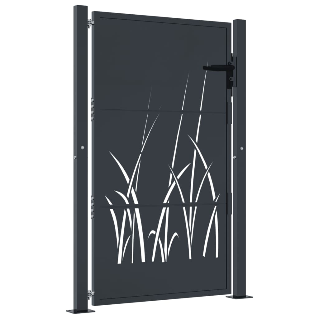 Poort 100x150 cm met grasontwerp staal antracietkleurig is nu te koop bij PeponiXL, paradijselijk wonen!