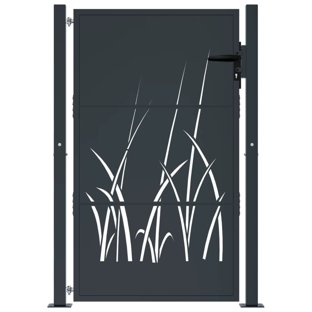 Poort 100x150 cm met grasontwerp staal antracietkleurig is nu te koop bij PeponiXL, paradijselijk wonen!