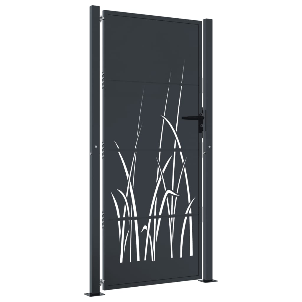 Poort 100x175 cm met grasontwerp staal antracietkleurig is nu te koop bij PeponiXL, paradijselijk wonen!