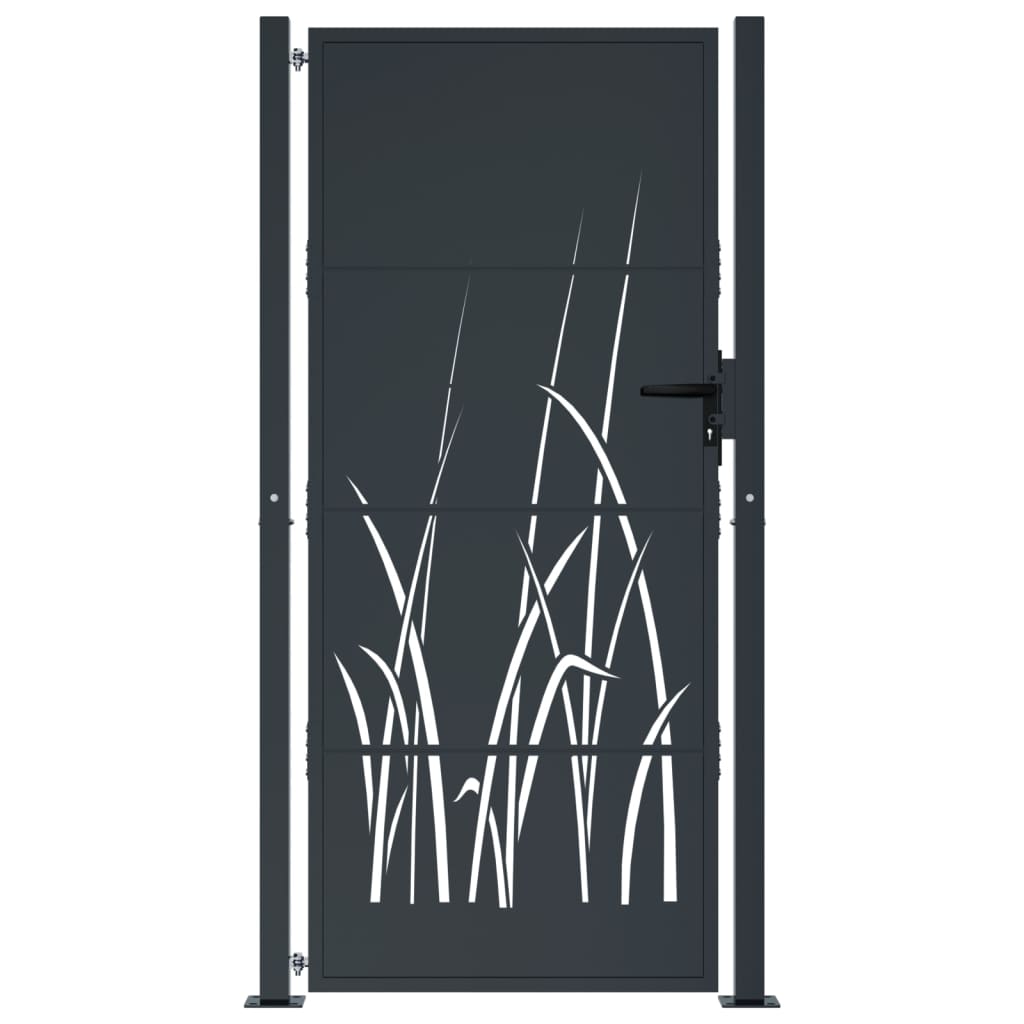 Poort 100x175 cm met grasontwerp staal antracietkleurig is nu te koop bij PeponiXL, paradijselijk wonen!