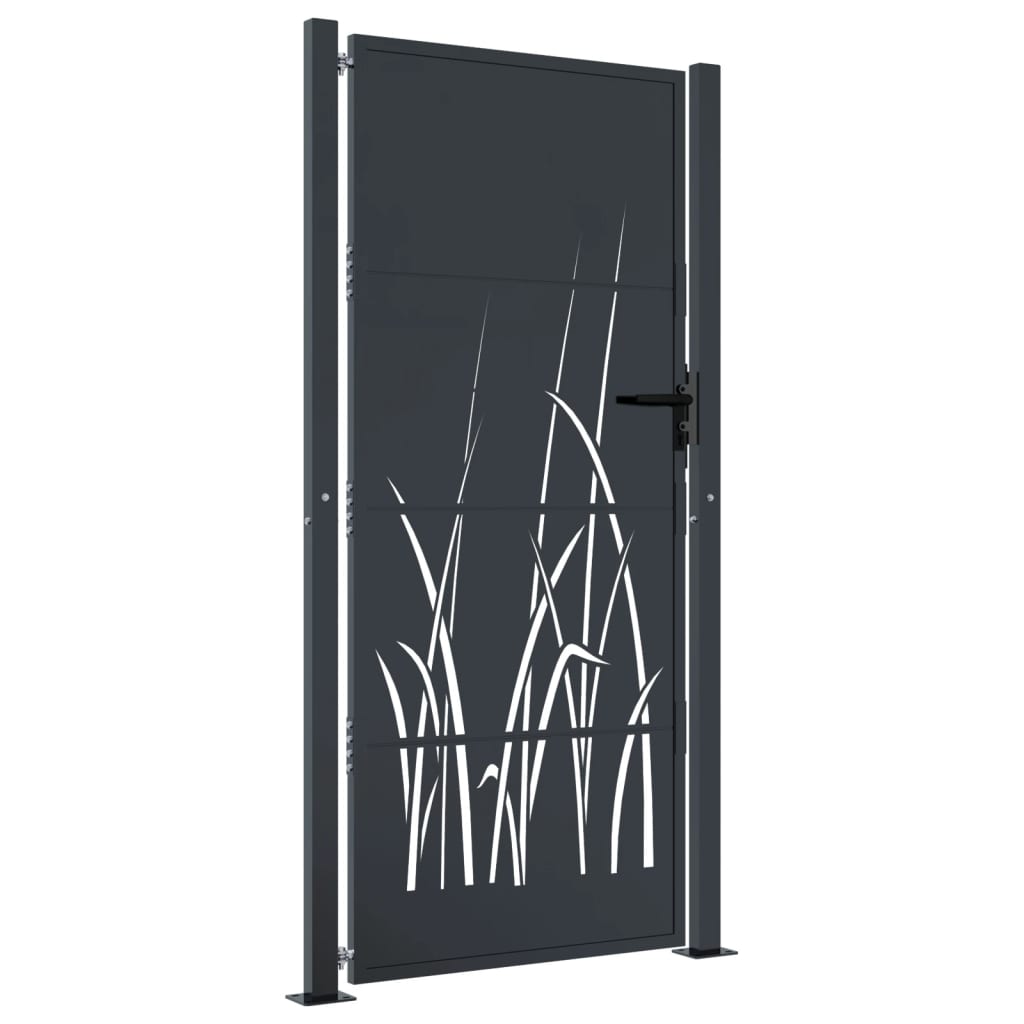 Poort 100x200 cm met grasontwerp staal antracietkleurig is nu te koop bij PeponiXL, paradijselijk wonen!