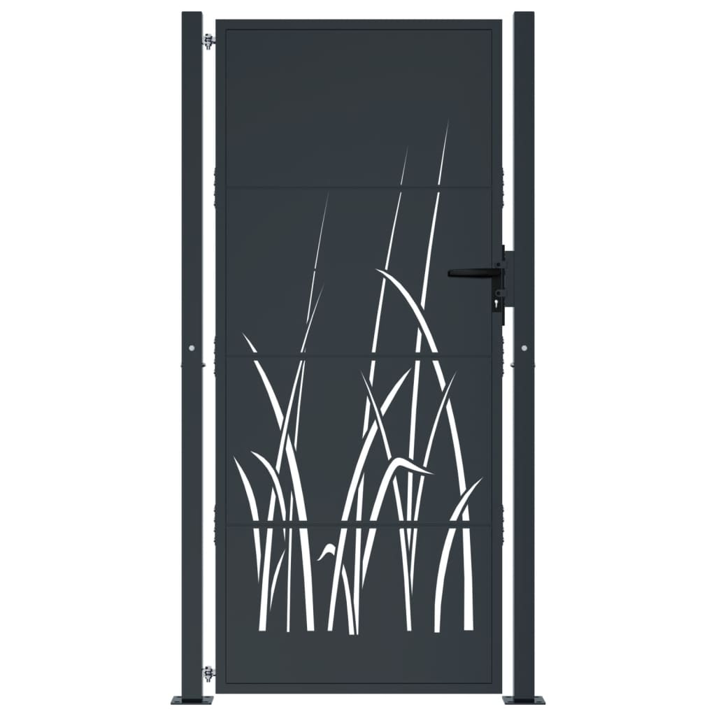 Poort 100x200 cm met grasontwerp staal antracietkleurig is nu te koop bij PeponiXL, paradijselijk wonen!