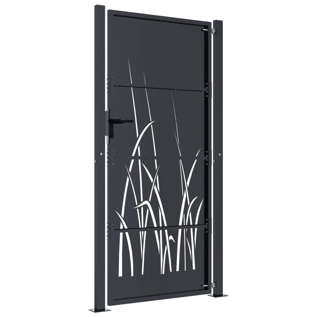 Poort 100x200 cm met grasontwerp staal antracietkleurig is nu te koop bij PeponiXL, paradijselijk wonen!