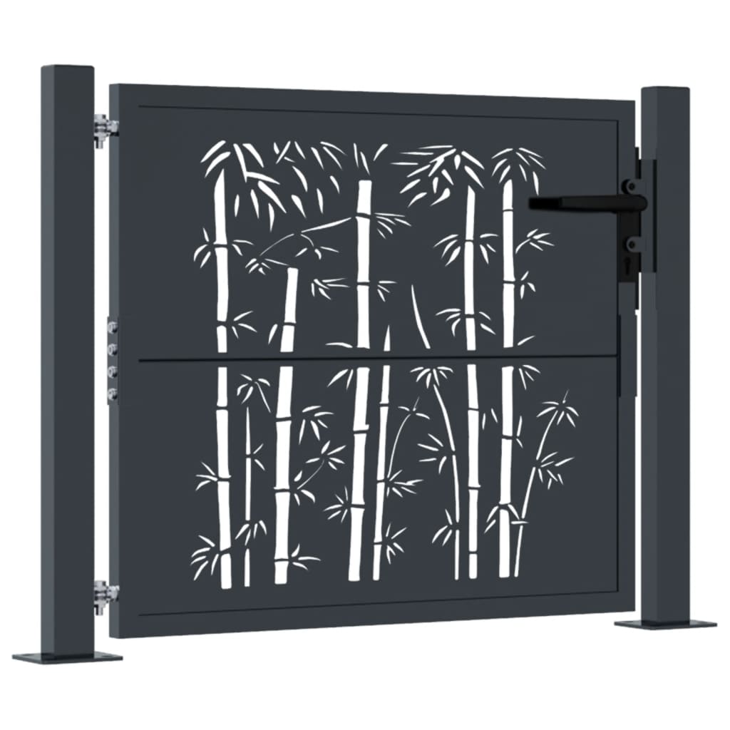 Poort met bamboe-ontwerp 100x75 cm staal antracietkleurig is nu te koop bij PeponiXL, paradijselijk wonen!