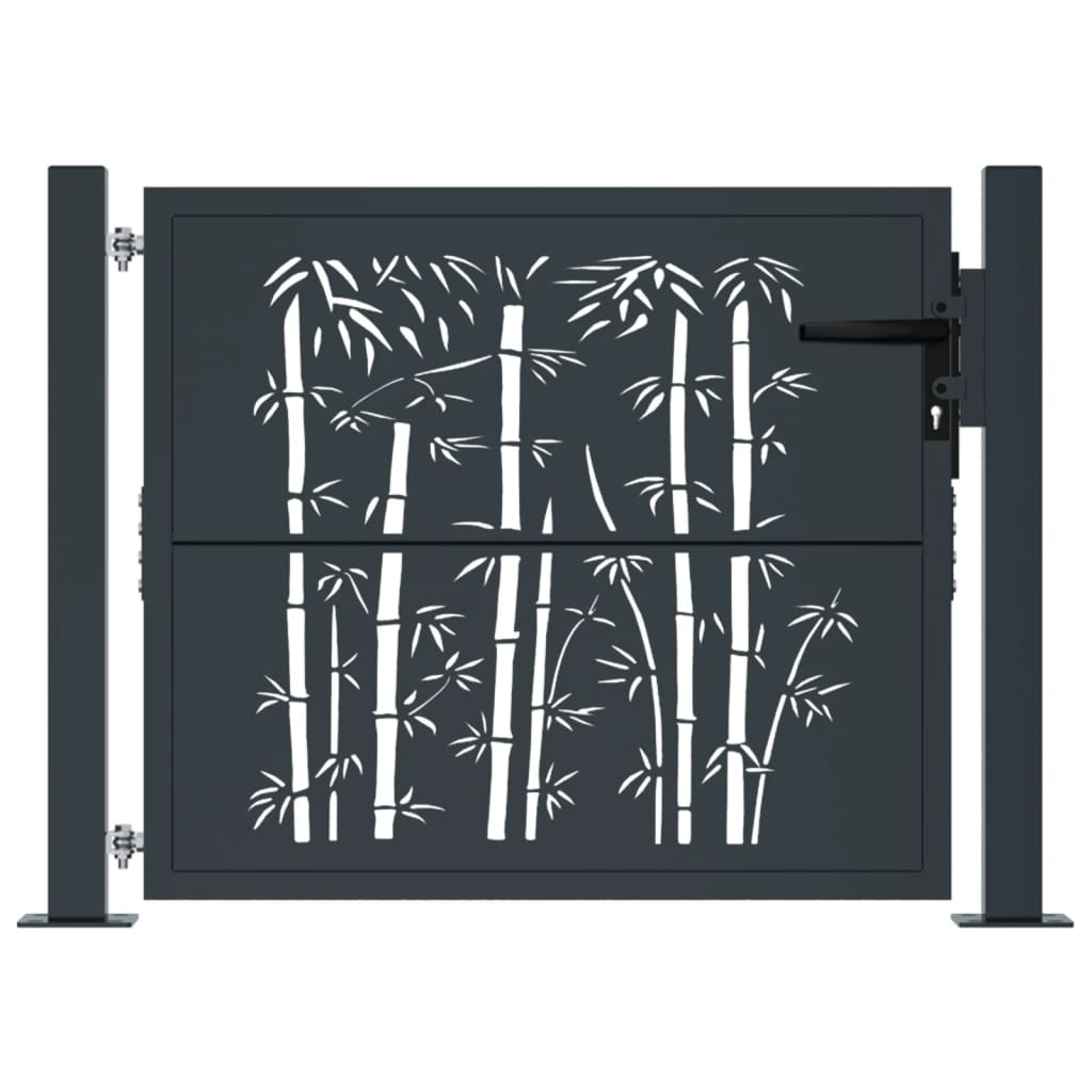Poort met bamboe-ontwerp 100x100 cm staal antracietkleurig is nu te koop bij PeponiXL, paradijselijk wonen!
