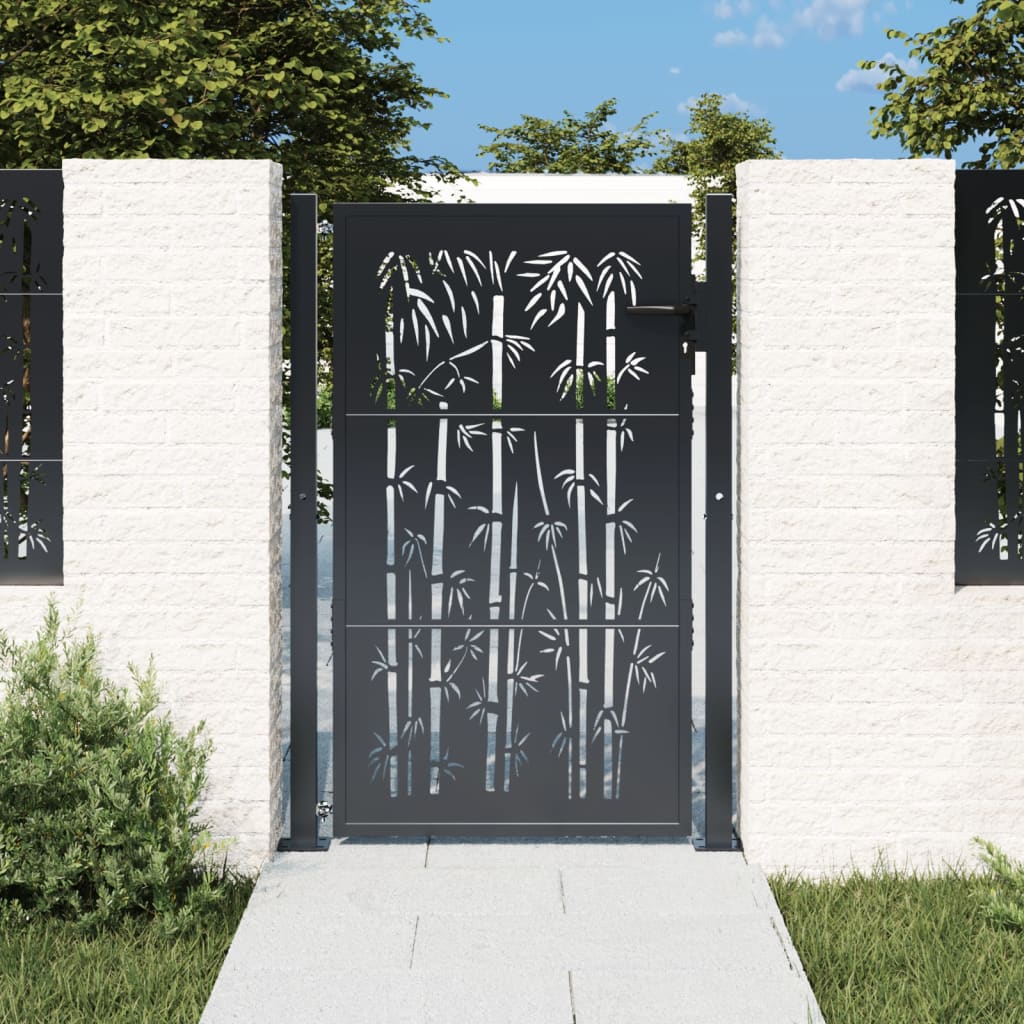 Poort met bamboe-ontwerp 100x150 cm staal antracietkleurig is nu te koop bij PeponiXL, paradijselijk wonen!