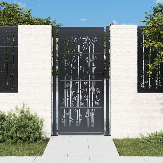 Poort met bamboe-ontwerp 100x200 cm staal antracietkleurig is nu te koop bij PeponiXL, paradijselijk wonen!