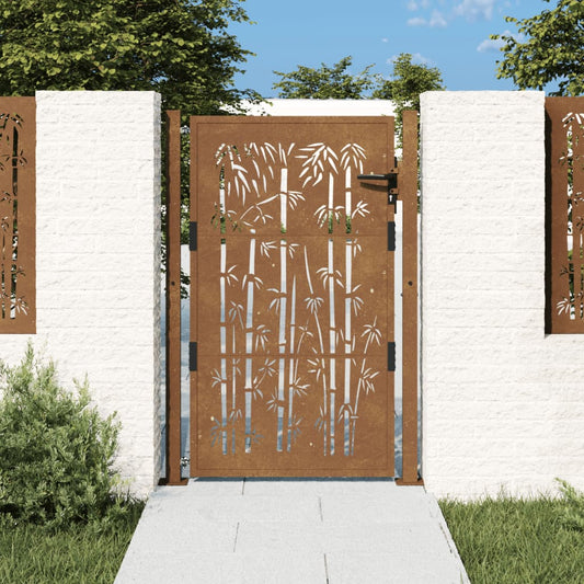 Poort met bamboe-ontwerp 100x150 cm cortenstaal is nu te koop bij PeponiXL, paradijselijk wonen!