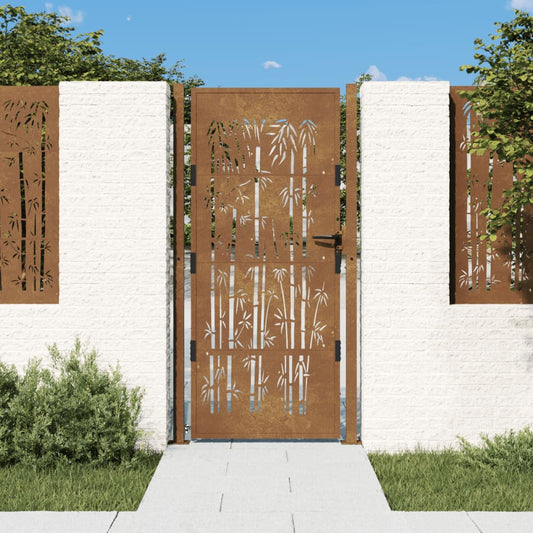 Poort met bamboe-ontwerp 100x200 cm cortenstaal is nu te koop bij PeponiXL, paradijselijk wonen!