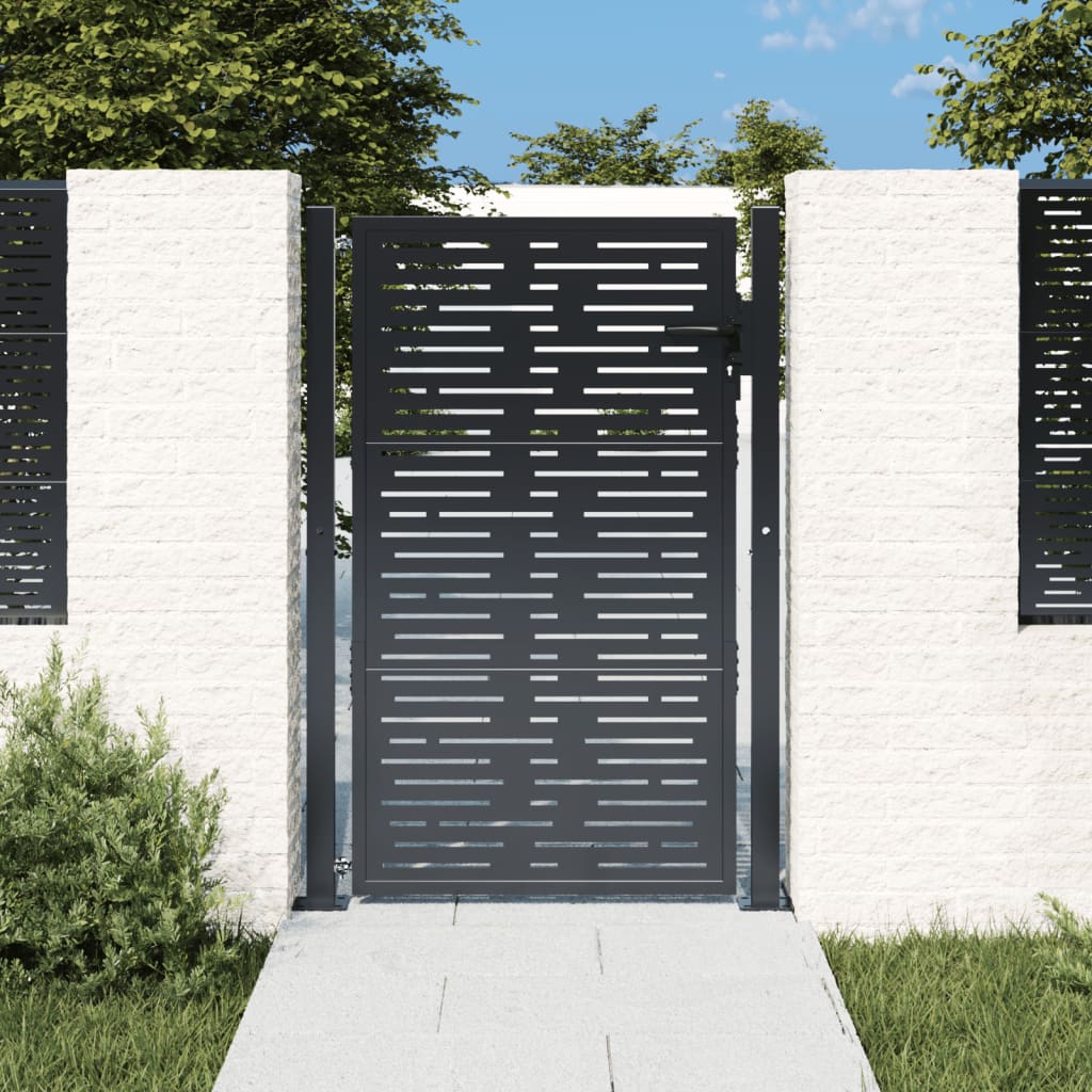 Poort 100x125 cm met vierkant staal antracietkleurig is nu te koop bij PeponiXL, paradijselijk wonen!