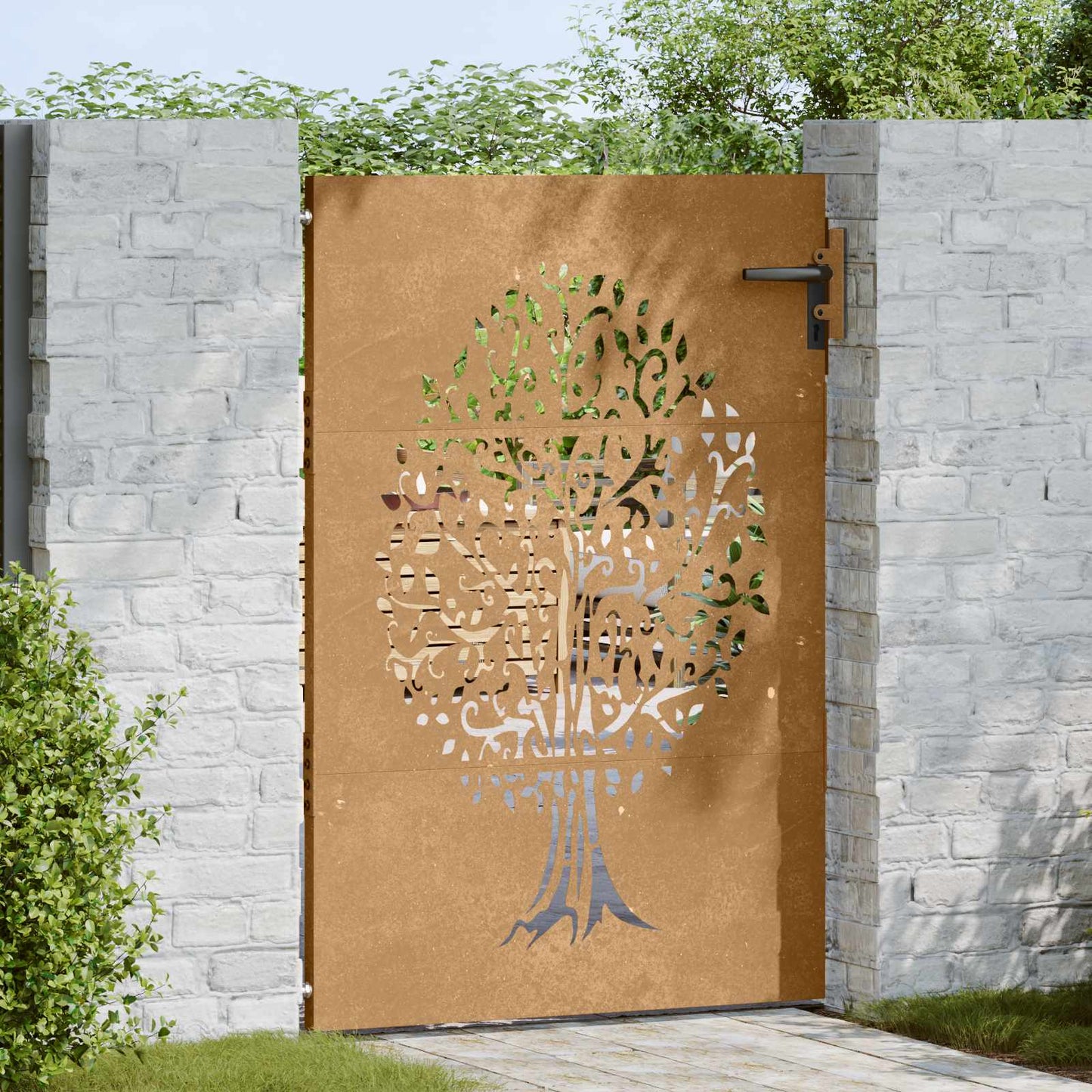 Poort 85x150 cm boomontwerp cortenstaal is nu te koop bij PeponiXL, paradijselijk wonen!