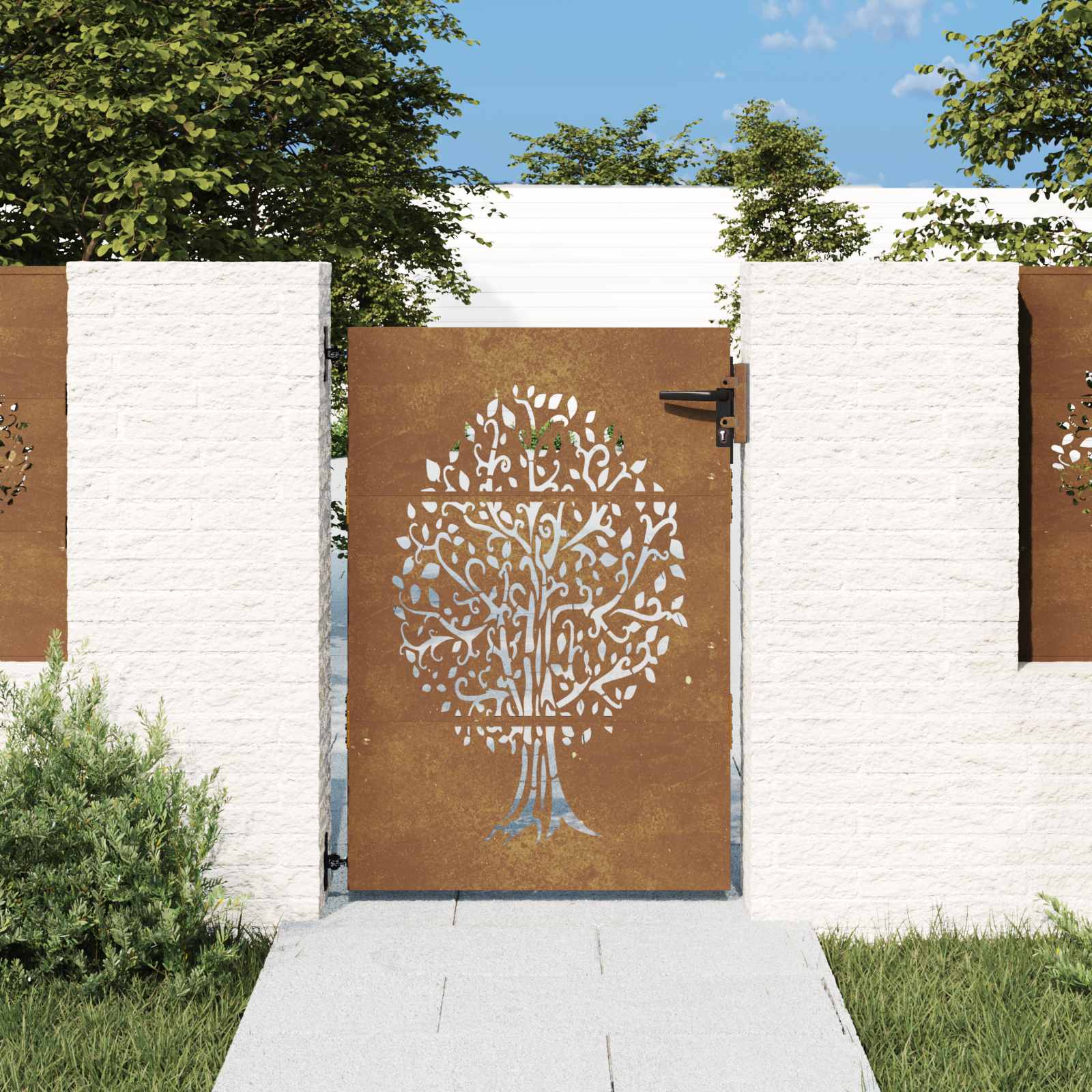 Poort 85x150 cm boomontwerp cortenstaal is nu te koop bij PeponiXL, paradijselijk wonen!
