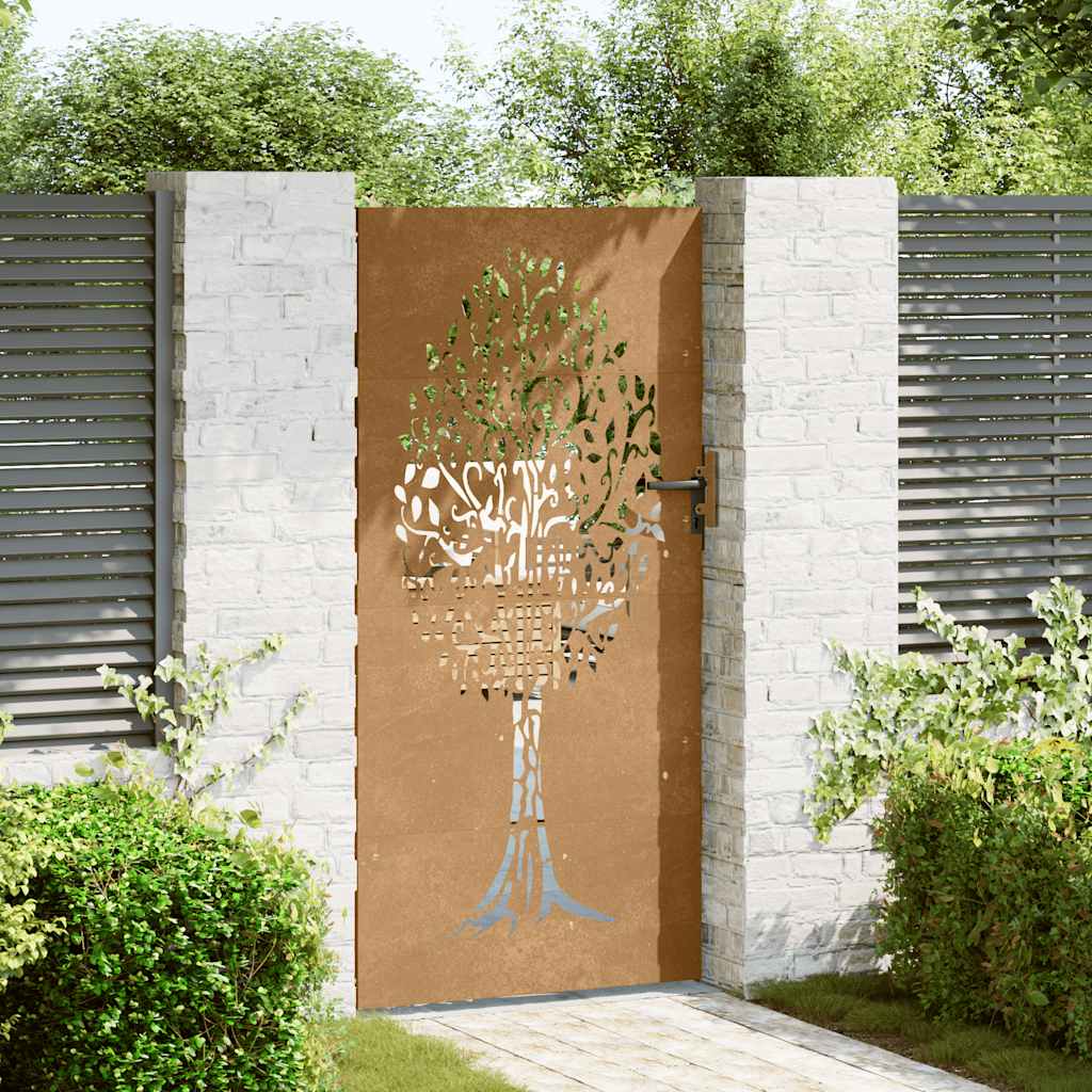 Poort 85x200 cm boomontwerp cortenstaal is nu te koop bij PeponiXL, paradijselijk wonen!