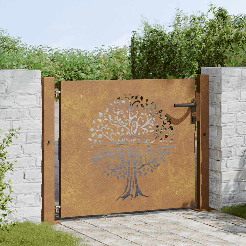 Poort 100x100 cm boomontwerp cortenstaal is nu te koop bij PeponiXL, paradijselijk wonen!