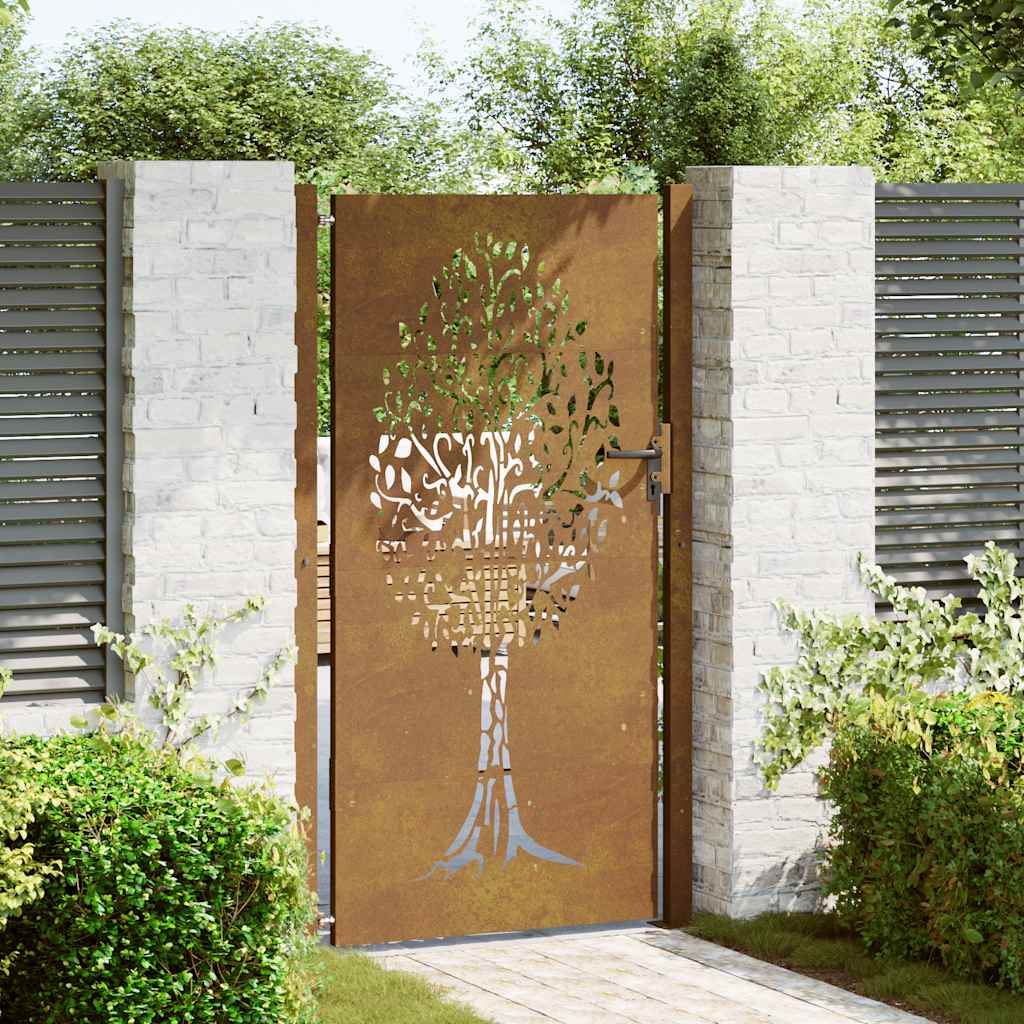 Poort 100x175 cm boomontwerp cortenstaal is nu te koop bij PeponiXL, paradijselijk wonen!