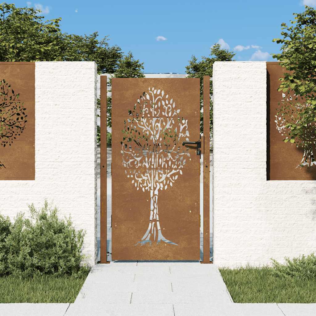 Poort 100x175 cm boomontwerp cortenstaal is nu te koop bij PeponiXL, paradijselijk wonen!