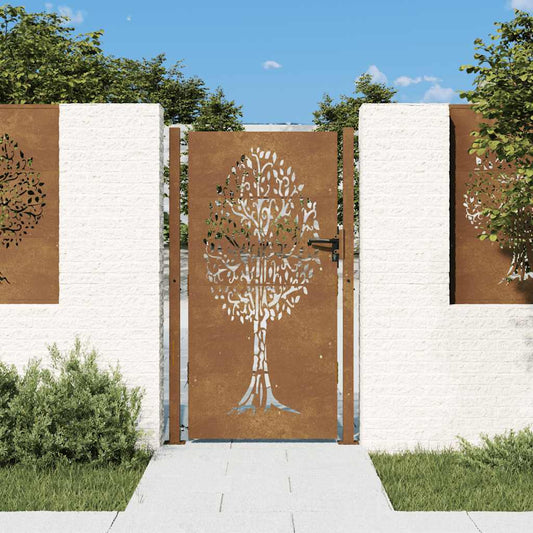 Poort 100x175 cm boomontwerp cortenstaal is nu te koop bij PeponiXL, paradijselijk wonen!