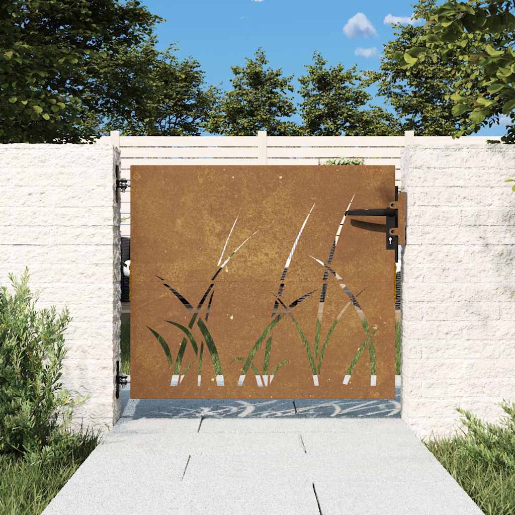 Poort 85x100 cm grasontwerp cortenstaal is nu te koop bij PeponiXL, paradijselijk wonen!