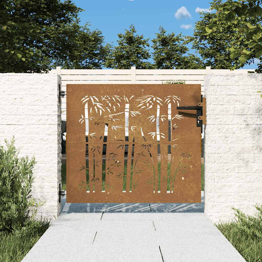 Poort 85x75 cm bamboe-ontwerp cortenstaal is nu te koop bij PeponiXL, paradijselijk wonen!