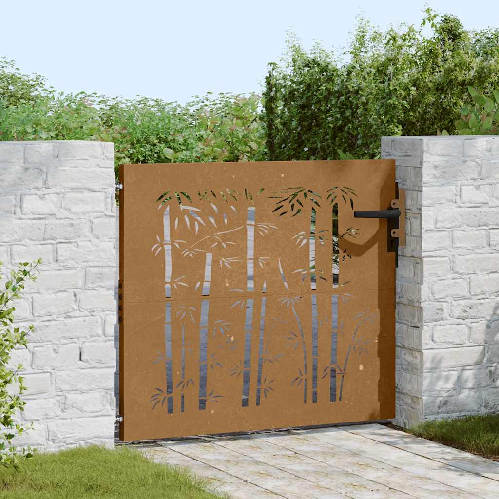 Poort 85x100 cm bamboe-ontwerp cortenstaal is nu te koop bij PeponiXL, paradijselijk wonen!
