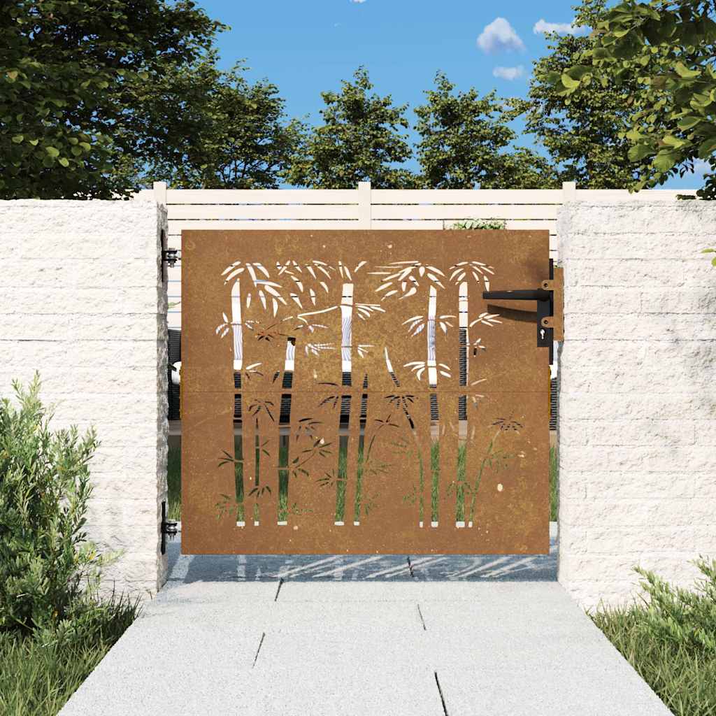 Poort 85x100 cm bamboe-ontwerp cortenstaal is nu te koop bij PeponiXL, paradijselijk wonen!