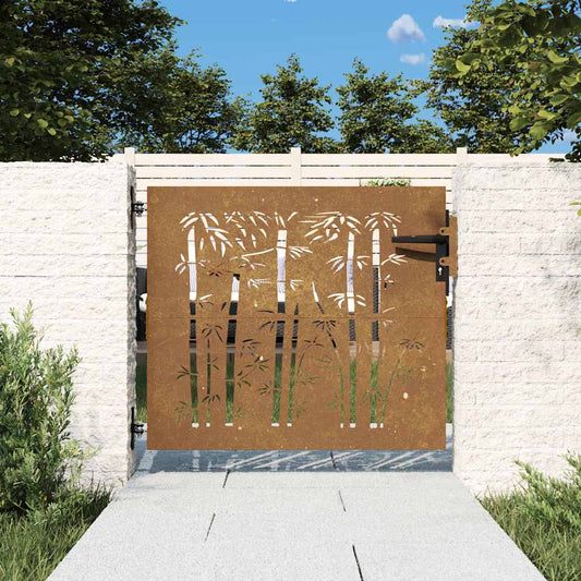 Poort 85x100 cm bamboe-ontwerp cortenstaal is nu te koop bij PeponiXL, paradijselijk wonen!