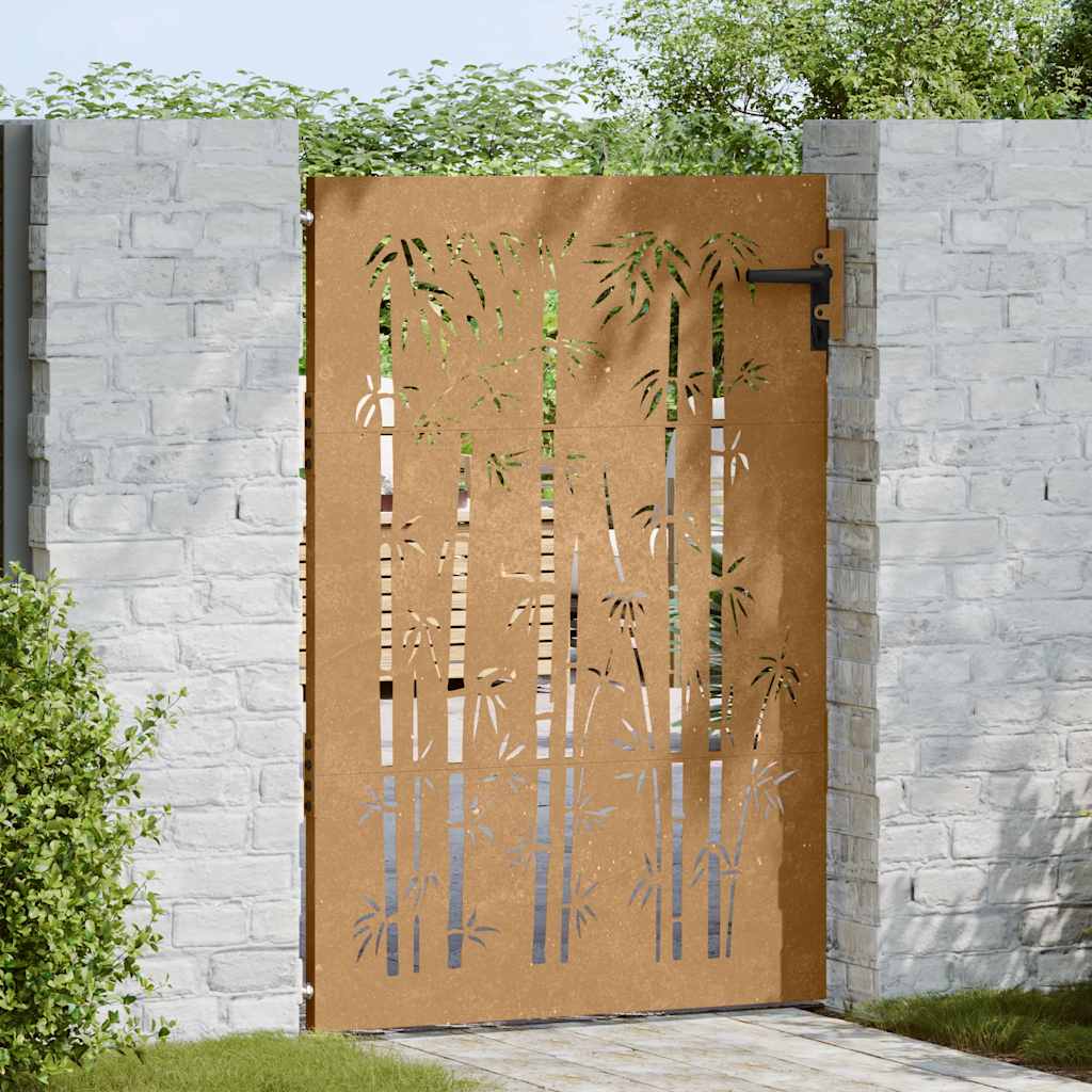 Poort 85x125 cm bamboe-ontwerp cortenstaal is nu te koop bij PeponiXL, paradijselijk wonen!