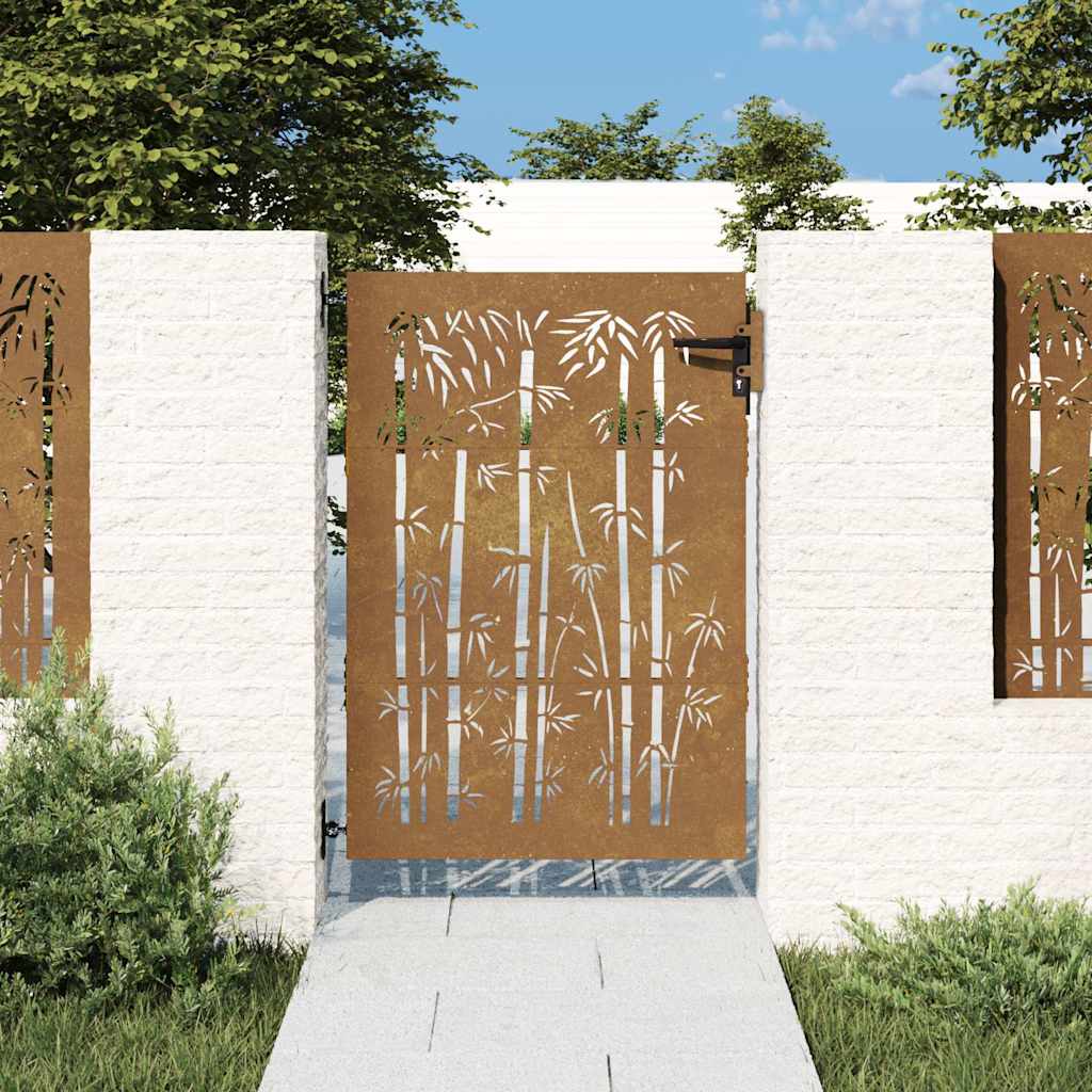 Poort 85x125 cm bamboe-ontwerp cortenstaal is nu te koop bij PeponiXL, paradijselijk wonen!