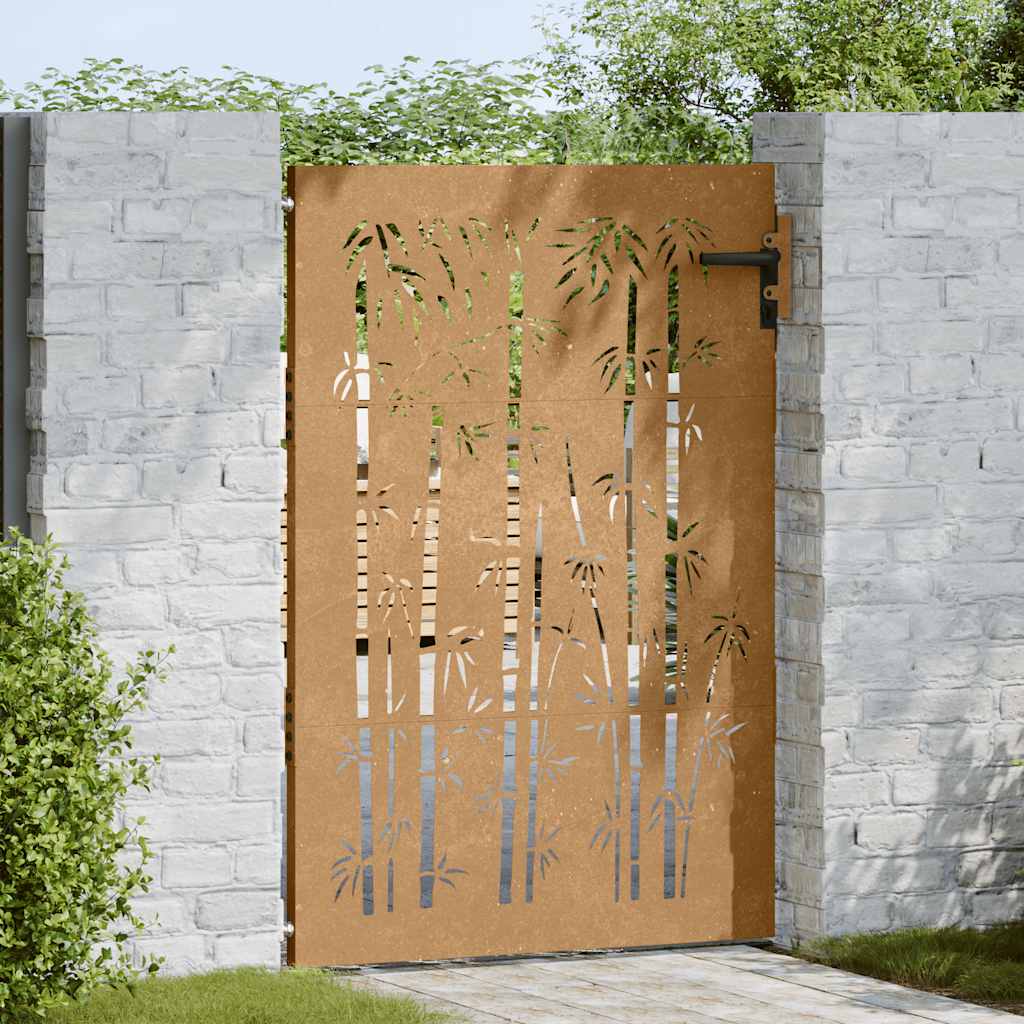 Poort 85x150 cm bamboe-ontwerp cortenstaal is nu te koop bij PeponiXL, paradijselijk wonen!