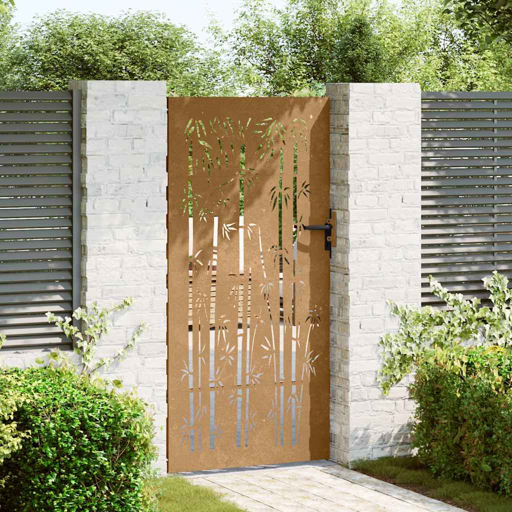 Poort 85x175 cm bamboe-ontwerp cortenstaal is nu te koop bij PeponiXL, paradijselijk wonen!