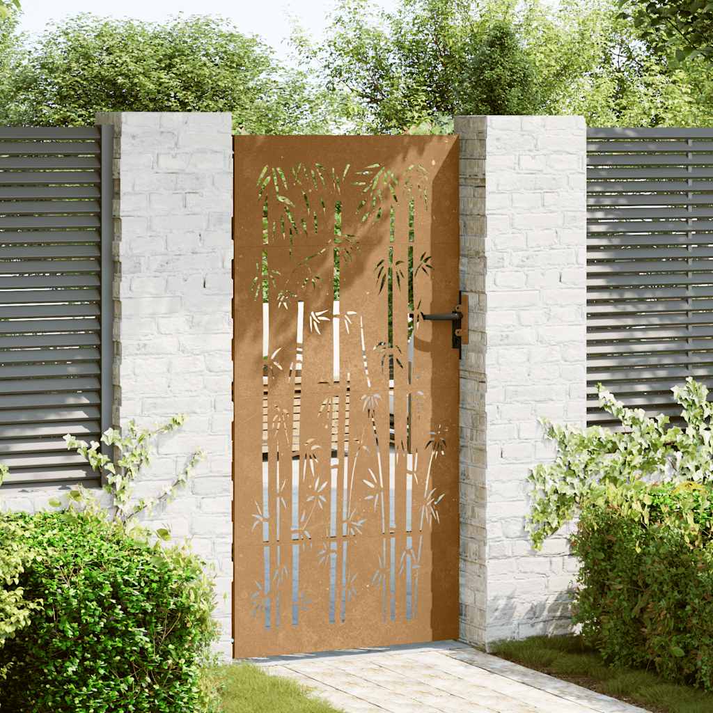 Poort 85x200 cm bamboe-ontwerp cortenstaal is nu te koop bij PeponiXL, paradijselijk wonen!