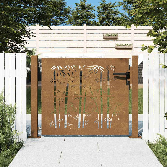 Poort 100x100 cm bamboe-ontwerp cortenstaal is nu te koop bij PeponiXL, paradijselijk wonen!