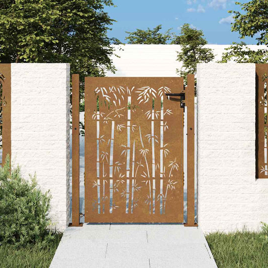 Poort 100x150 cm bamboe-ontwerp cortenstaal is nu te koop bij PeponiXL, paradijselijk wonen!