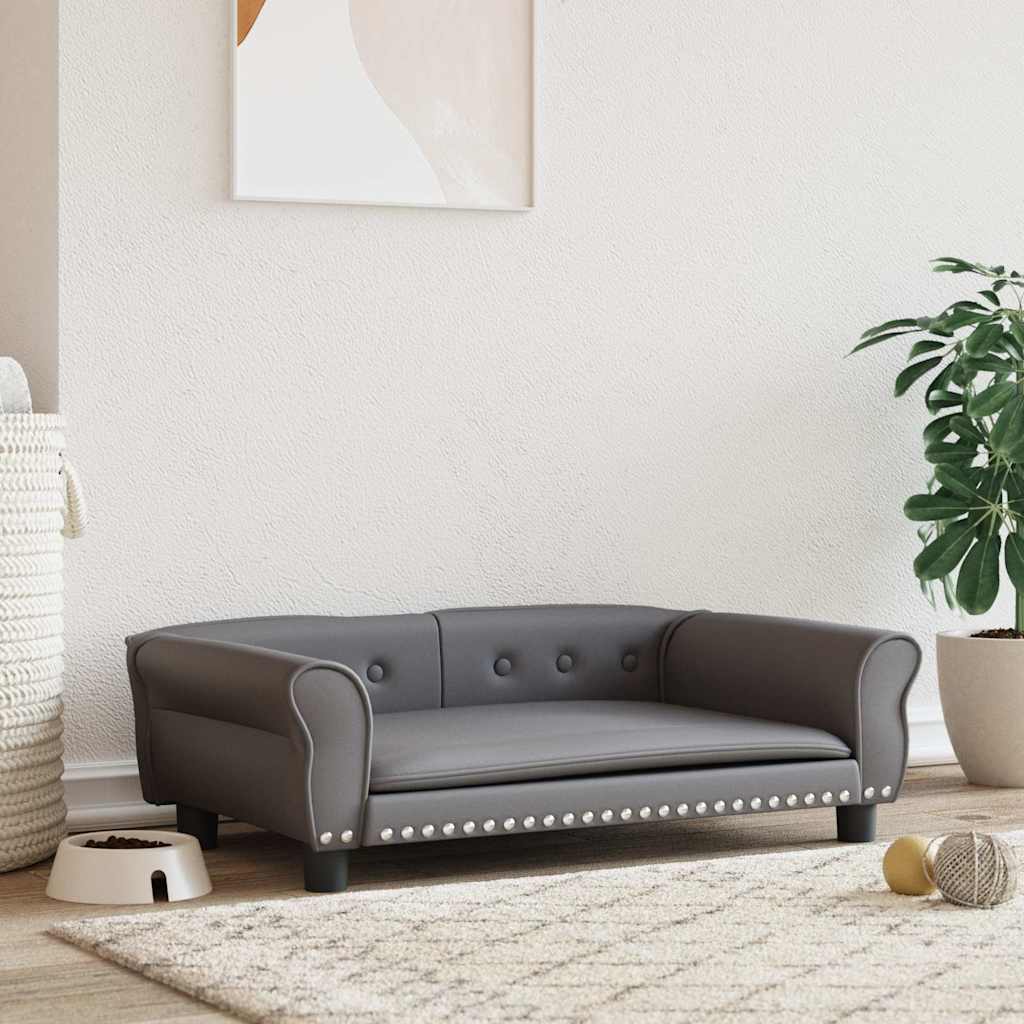 Hondenmand 95x55x30 cm kunstleer grijs is nu te koop bij PeponiXL, paradijselijk wonen!