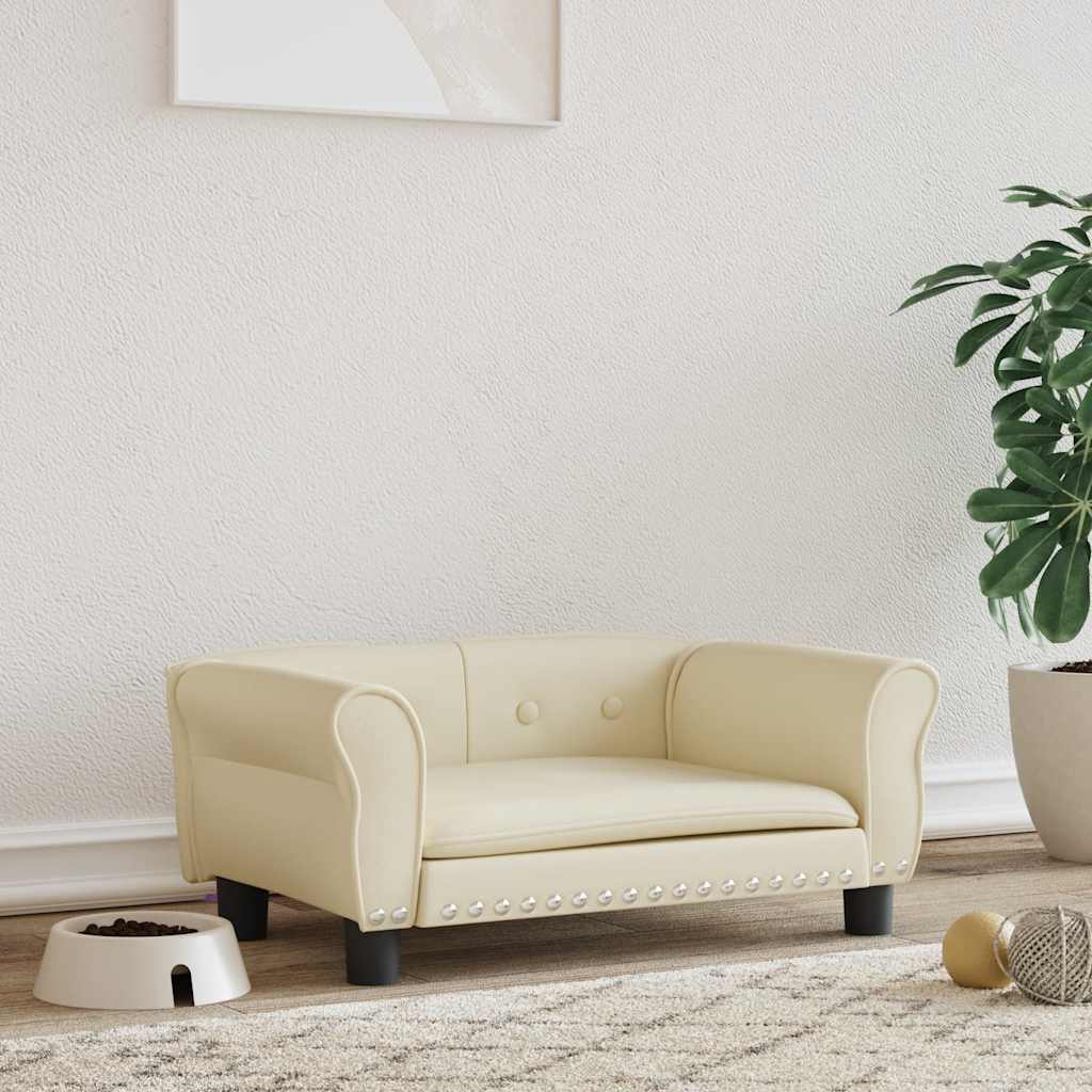 Hondenmand 70x45x30 cm kunstleer crèmekleurig is nu te koop bij PeponiXL, paradijselijk wonen!