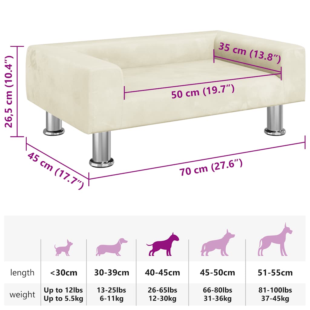 Hondenmand 70x45x26,5 cm fluweel crèmekleurig is nu te koop bij PeponiXL, paradijselijk wonen!