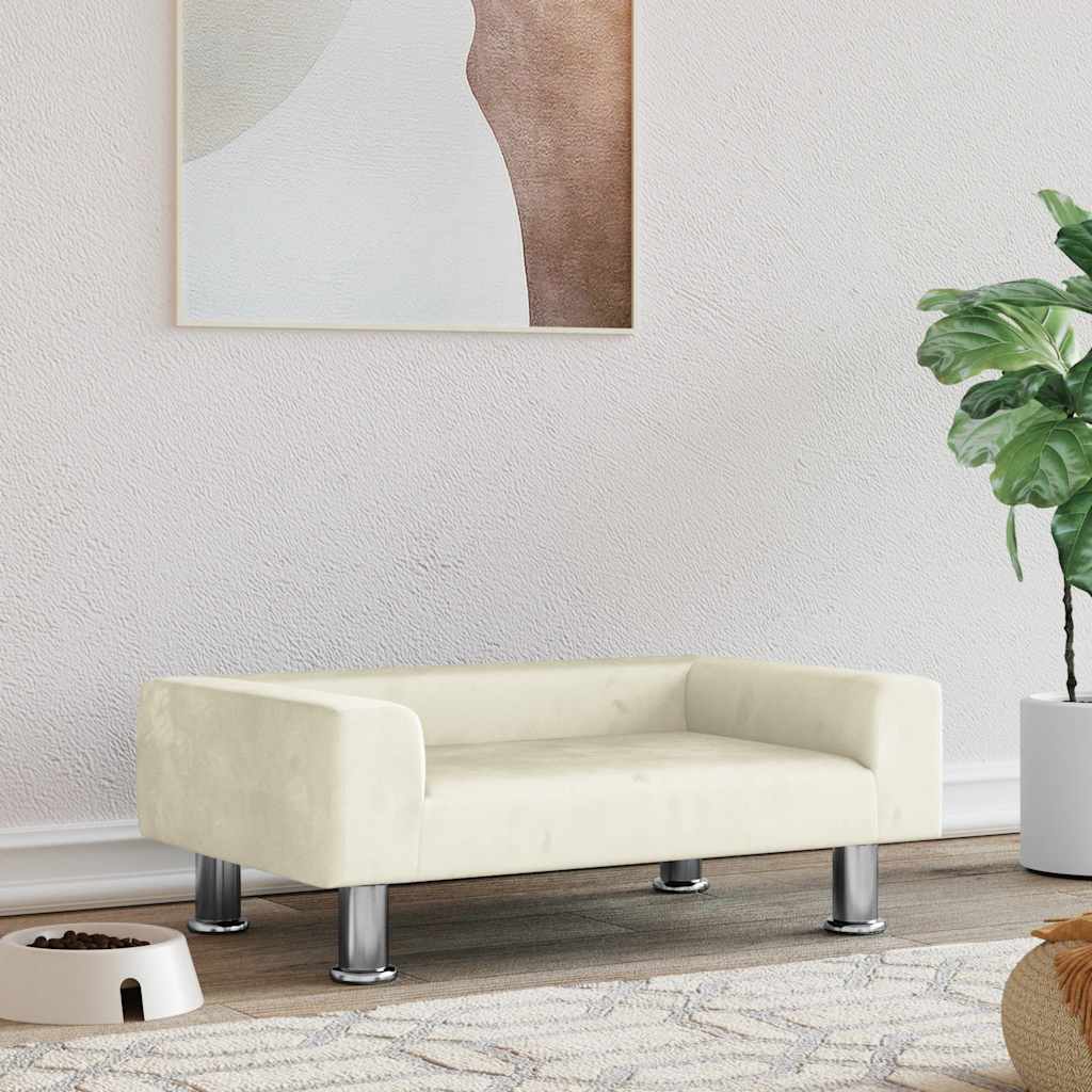 Hondenmand 70x45x26,5 cm fluweel crèmekleurig is nu te koop bij PeponiXL, paradijselijk wonen!