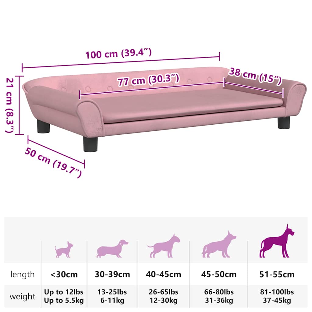 Hondenmand 100x50x21 cm fluweel roze is nu te koop bij PeponiXL, paradijselijk wonen!