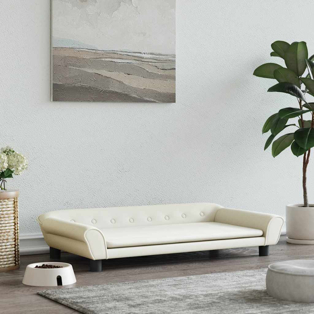 Hondenmand 100x50x21 cm fluweel crèmekleurig is nu te koop bij PeponiXL, paradijselijk wonen!
