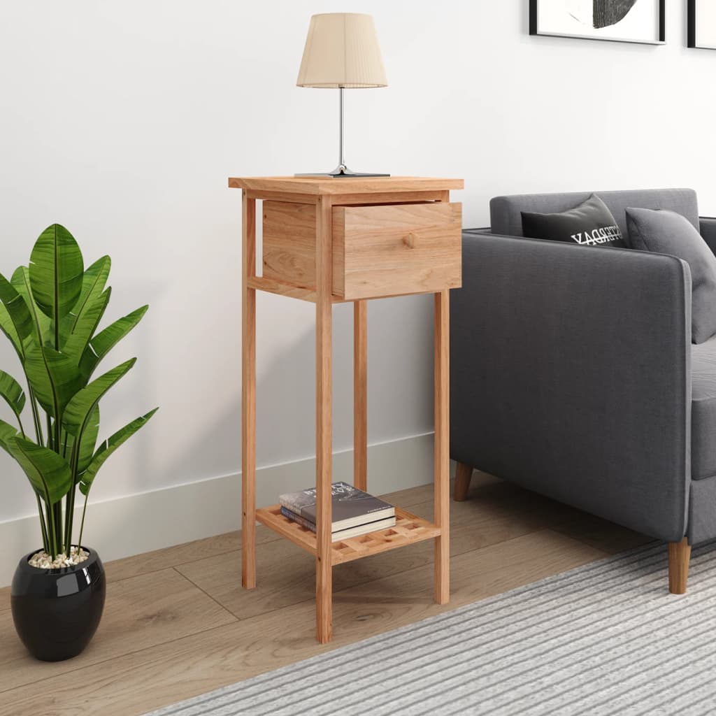 Bijzettafel met lade 25x25x60 cm walnotenhout is nu te koop bij PeponiXL, paradijselijk wonen!