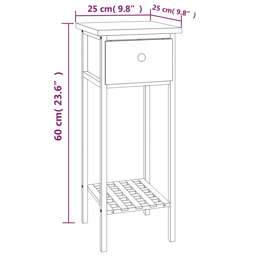 Bijzettafel met lade 25x25x60 cm walnotenhout is nu te koop bij PeponiXL, paradijselijk wonen!