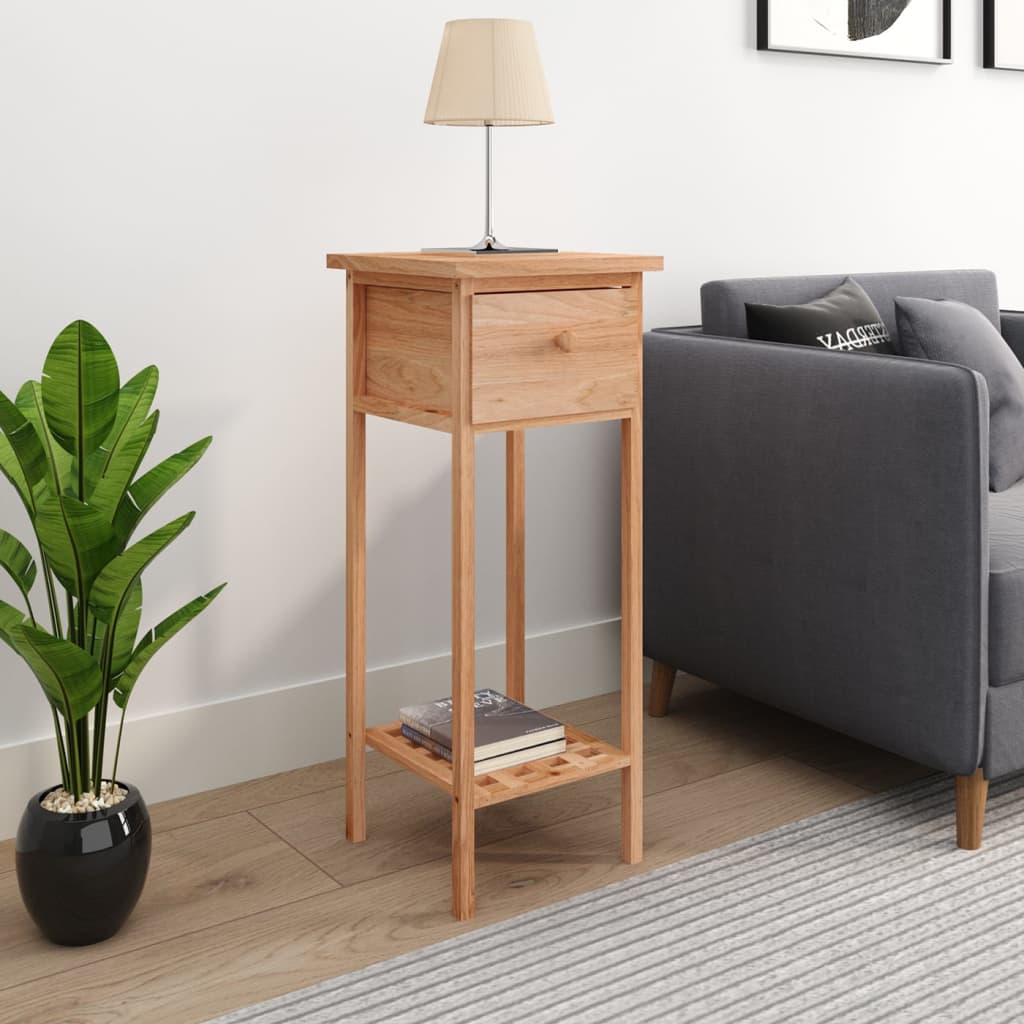 Bijzettafel met lade 25x25x60 cm walnotenhout is nu te koop bij PeponiXL, paradijselijk wonen!