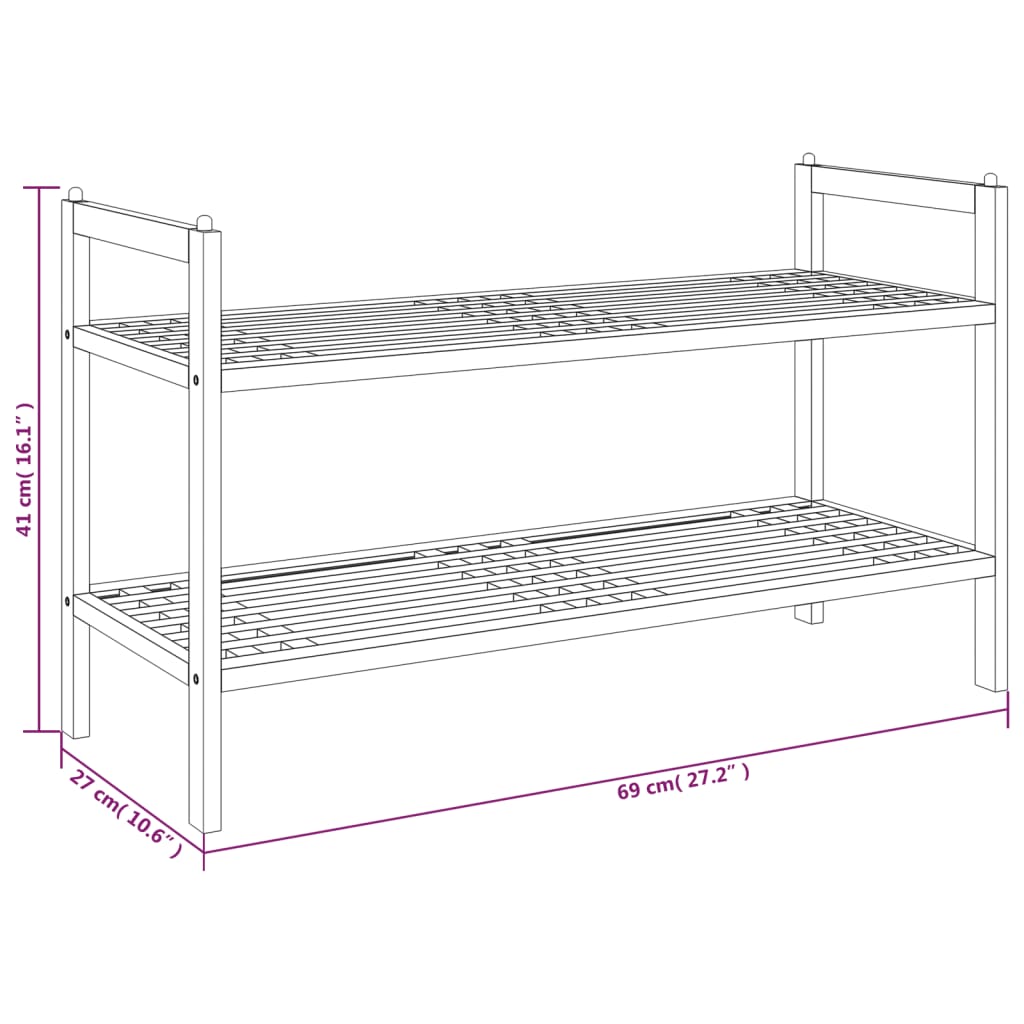 Schoenenrek 69x27x41 cm massief walnotenhout is nu te koop bij PeponiXL, paradijselijk wonen!
