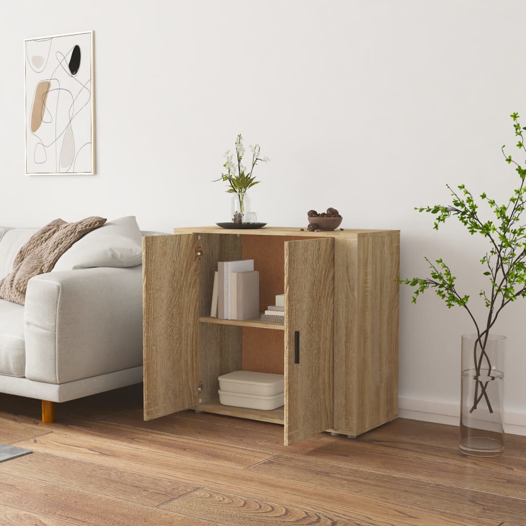 Dressoir 80x33x70 cm bewerkt hout sonoma eikenkleurig is nu te koop bij PeponiXL, paradijselijk wonen!