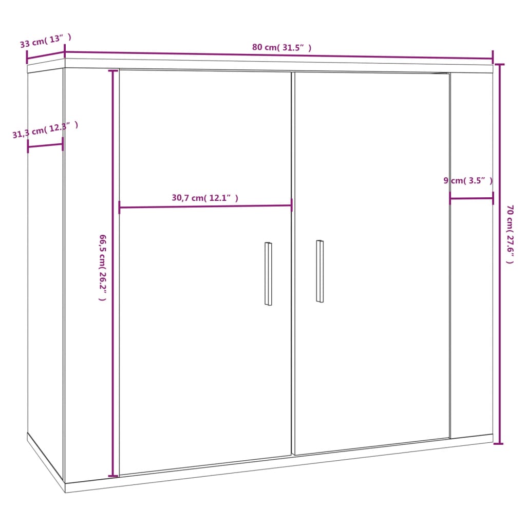 Dressoir 80x33x70 cm bewerkt hout sonoma eikenkleurig is nu te koop bij PeponiXL, paradijselijk wonen!