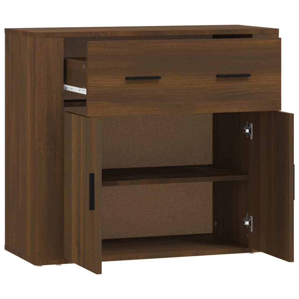 Dressoir 80x33x70 cm bewerkt hout bruin eikenkleur is nu te koop bij PeponiXL, paradijselijk wonen!